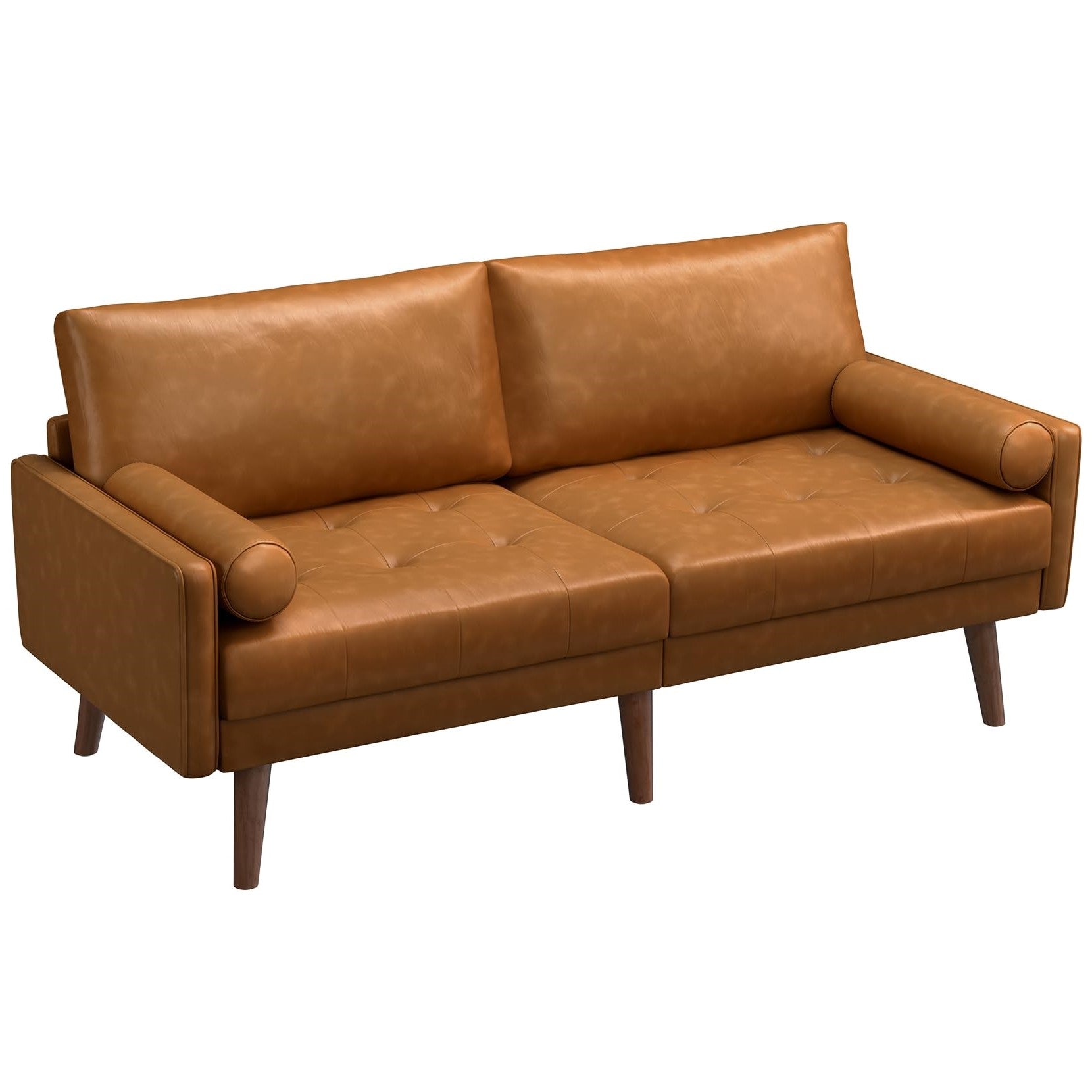 Koorlian Faux Leather Loveseat Sofa, 71inch Mid Century Modern 